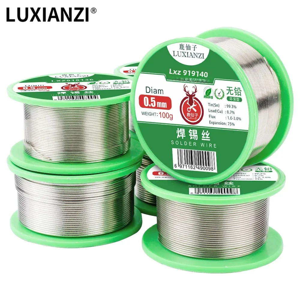 LUXIANZI 50/100g Lead Free Solder Wire with Rosin Core Soldering Wire Roll Low Melting Welding Wires No-clean 0.5/0.6/0.8/1.0mm