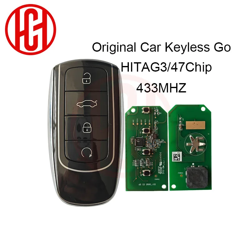 Original Car Keyless Go Smart Remote Key 433Mhz ID47 Chip for Chery ...