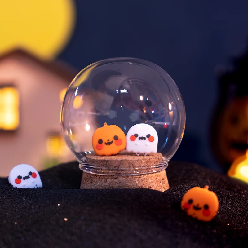 Pumpkin Funny Ghost silicona suave Thumb Stick Grip Cap Joystick cubierta protectora para Switch Oled NS Lite Joycon Thumbstick Case