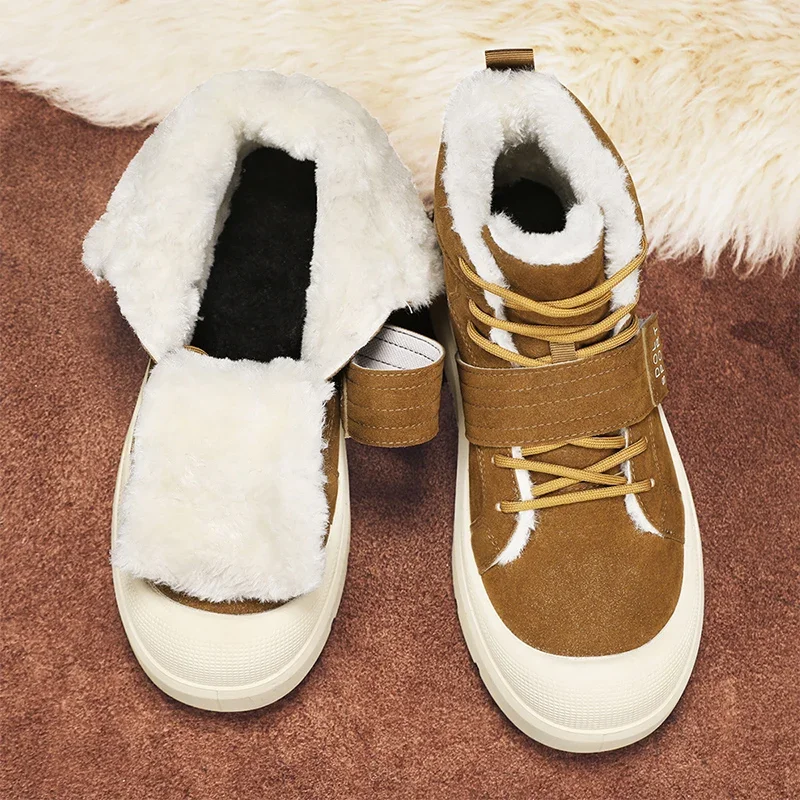 Nowe buty męskie Moda zimowa Pluszowe buty Śniegowce Męskie codzienne trampki na zewnątrz Sznurowane ciepłe buty Antypoślizgowe buty do kostki Męskie — zdjęcie 4