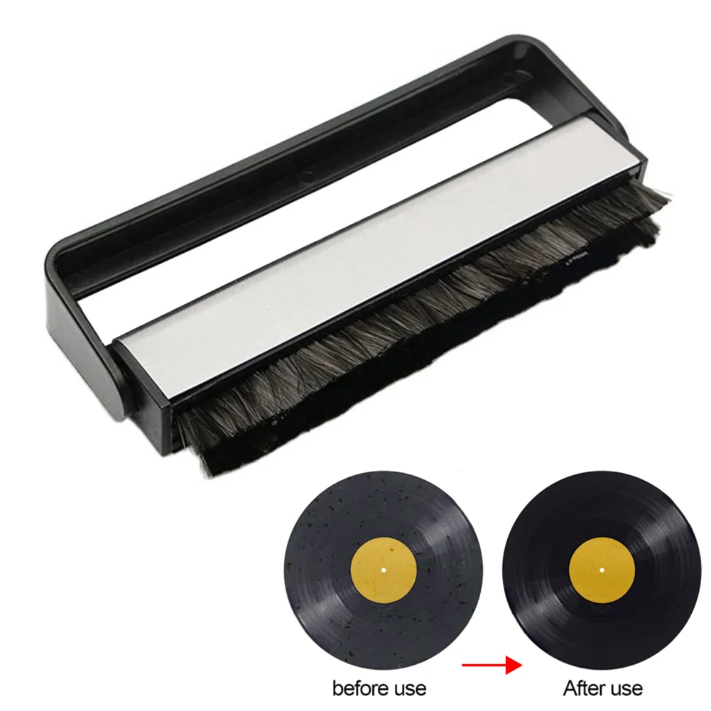 Cepillo de vinilo combinado, mango para reproductor de discos, cepillo de fibra de carbono, cepillo de limpieza, tocadiscos de limpieza, cepillos de plástico para fonógrafo