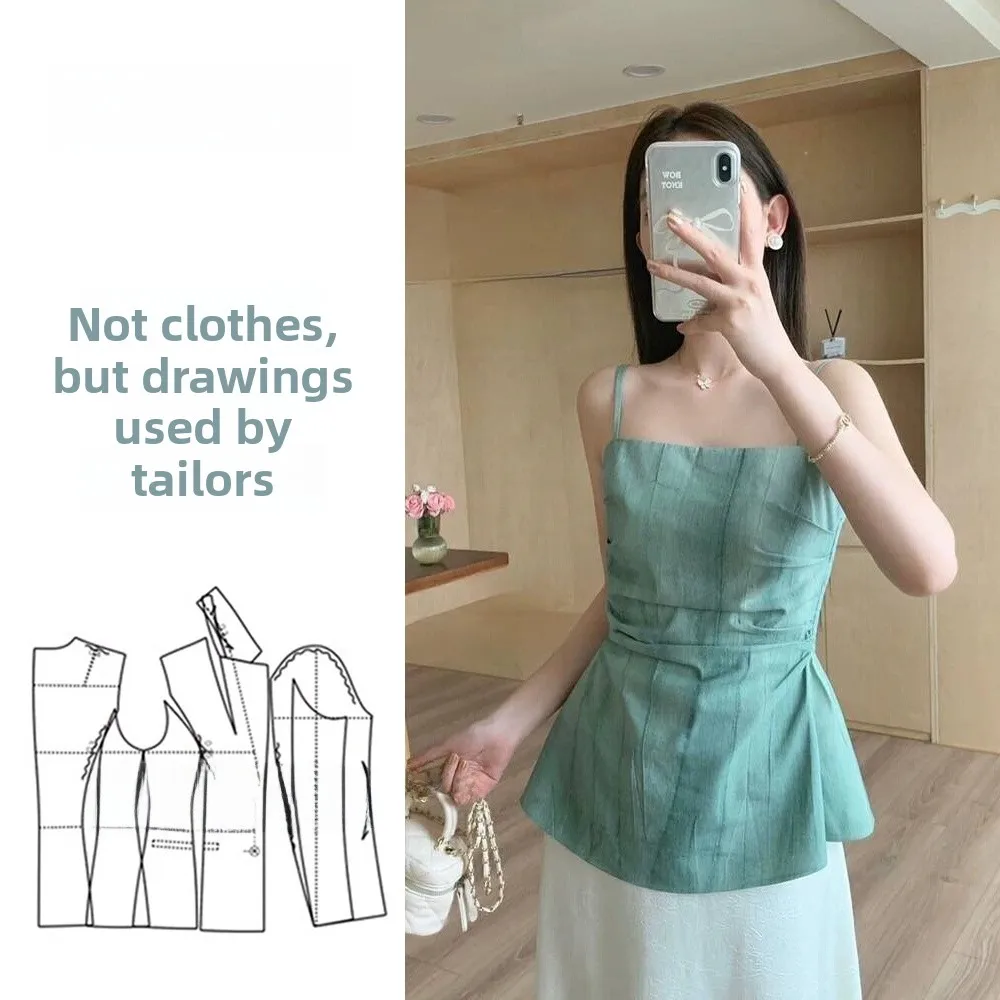 Fashionable Pleated Halter Top Women's Summer New Style Clothing Pattern Custom Design Service DIY Apparel Customization