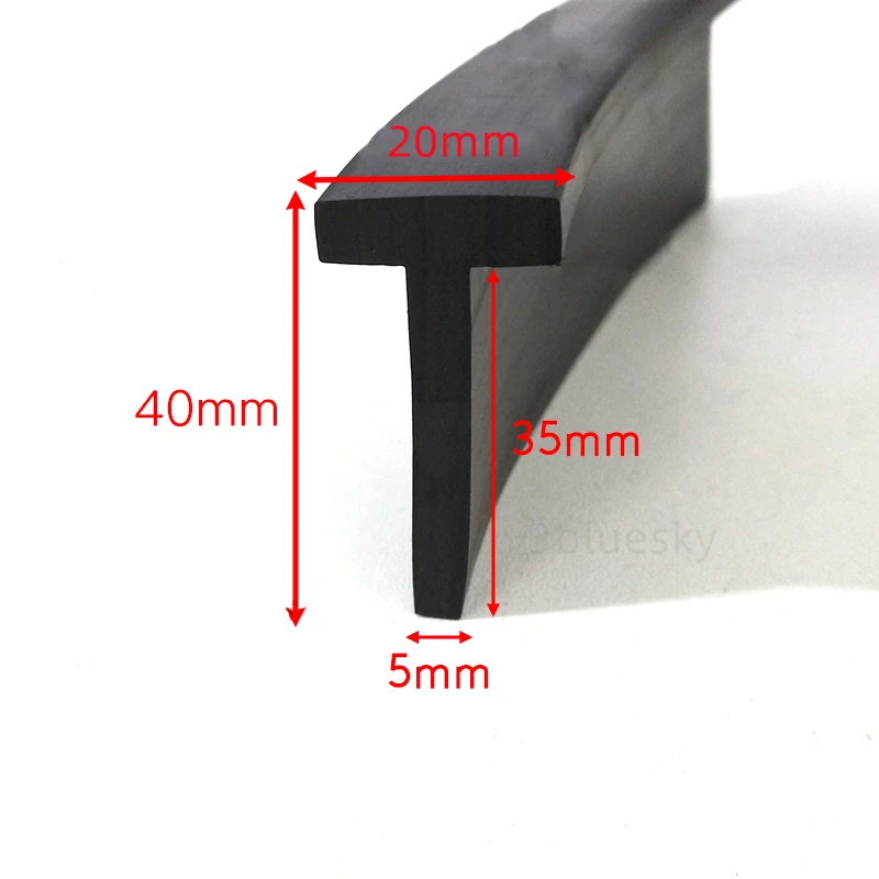 

Rubber T Strip Glass Metal Wood Panel Edge Encloser Shield Car Cable Cover Solar Photovoltaic Panels Sealing Strip 20x40mm Black