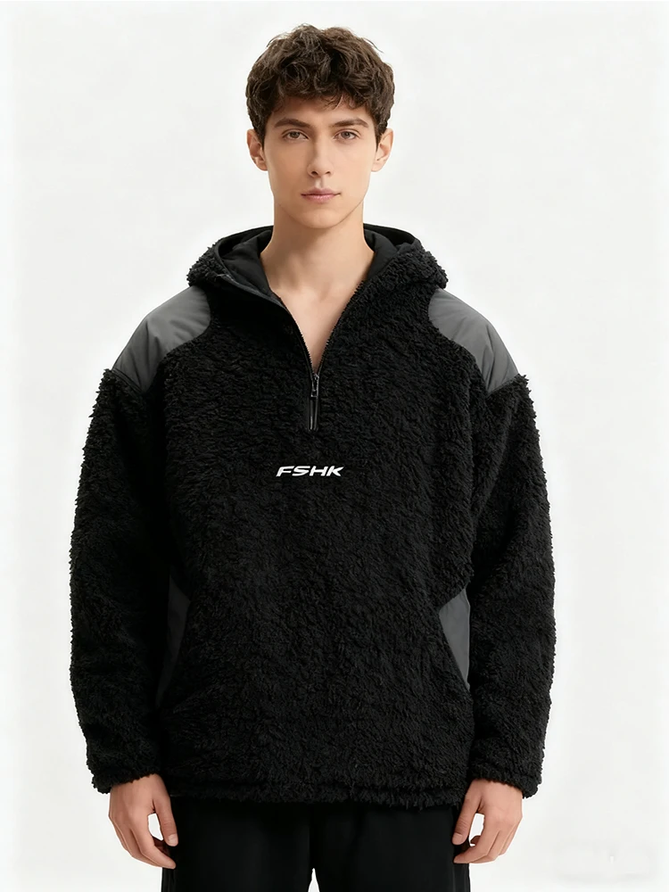 

Color-Blocked Streetwear Gothic Harajuku Retro Instagram-Inspired Half-Zip Hoodie Y2K Fall/Winter Fashion Unisex Sweatshirt