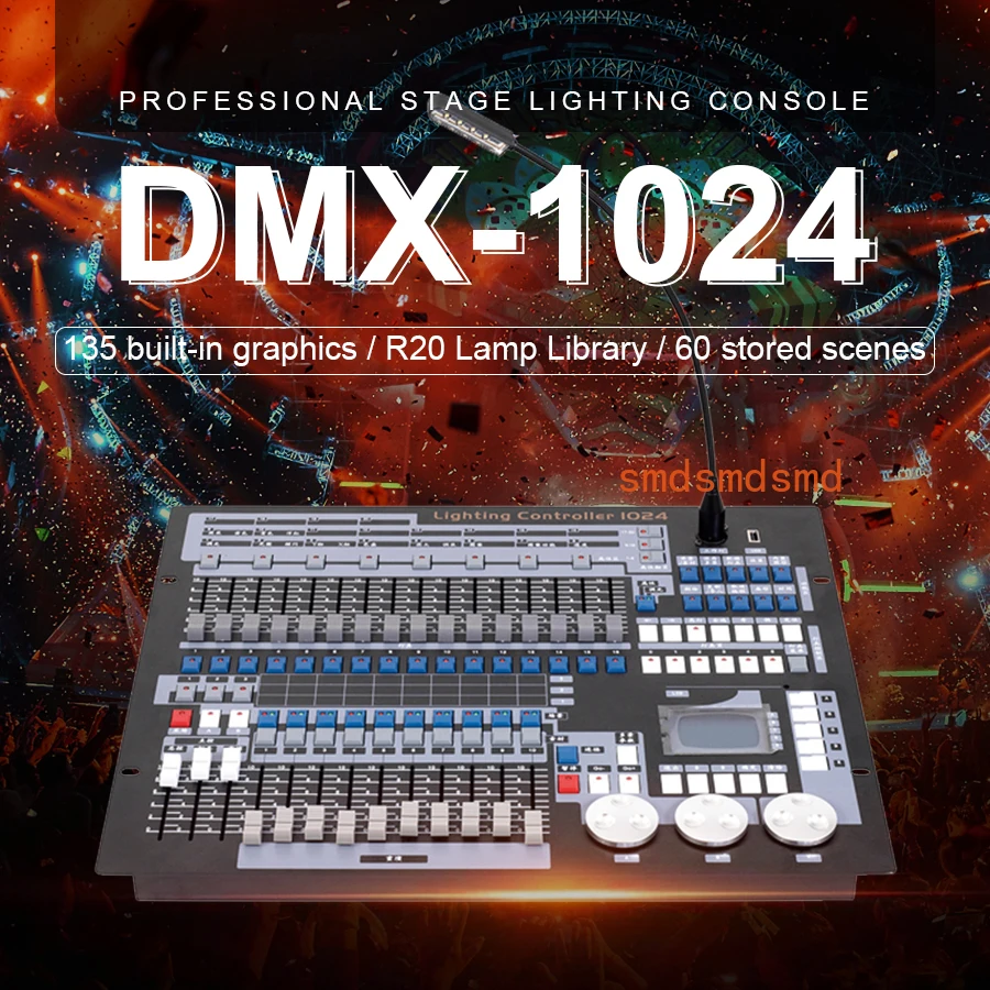 

Medium Performance Console 1024 DMX512 DJ Controller for Professional Beam Light Moving Head LED Par Light Equipment Controller