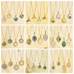 1pc New High Quality Metal Pendant Necklace  Fish Tail Oval Moon Texture Stainless Steel Necklaces 18k Gold Plated Jewelry Gift