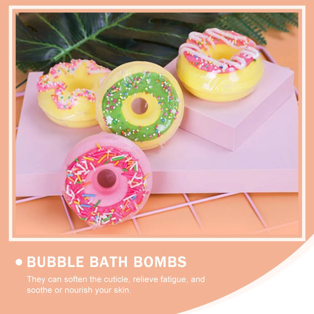 4 palline di sale da bagno a forma di ciambella, spa gorgogliante, per la pelle morbida, per bambini, viaggi, casa, hotel, uso a bolle