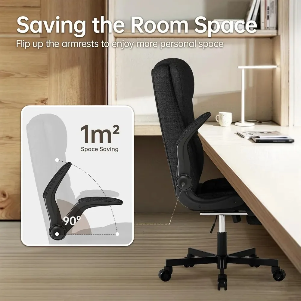 كرسي مهام مكتب من القماش - كرسي مكتب مريح للكمبيوتر - كراسي تنفيذية عالية الظهر قابلة للتعديل مع مسند للقدمين، 360 درجة °