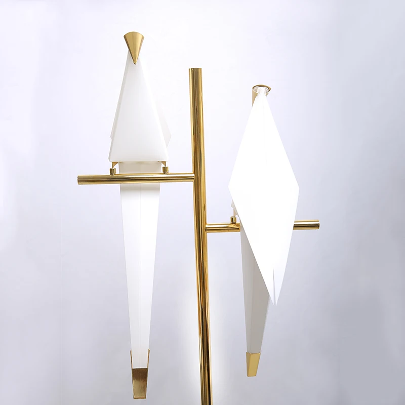 Imagem -03 - Modern Gold Standing Led Bird Paper Floor Lamp Home Deco Quarto Sala de Estar Origami Luz Estudo Leitura ao Lado