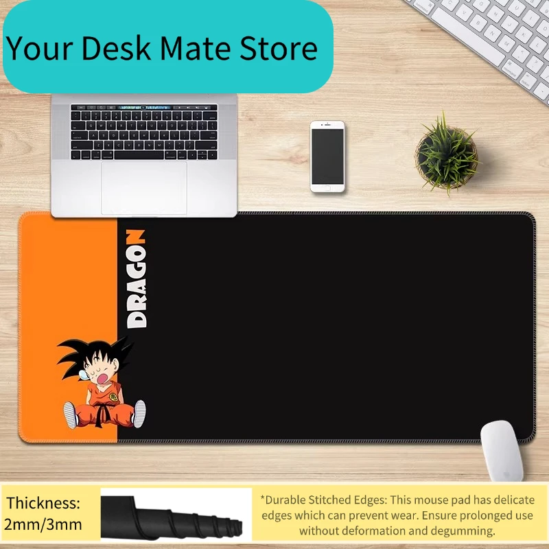 

Коврик для клавиатуры с мультяшным дизайном, удлиненный, нескользящий, для мальчиков, аниме, кожаный коврик для мыши, Dragon Ball, увеличенный размер, с прошитыми краями, игровой настольный коврик