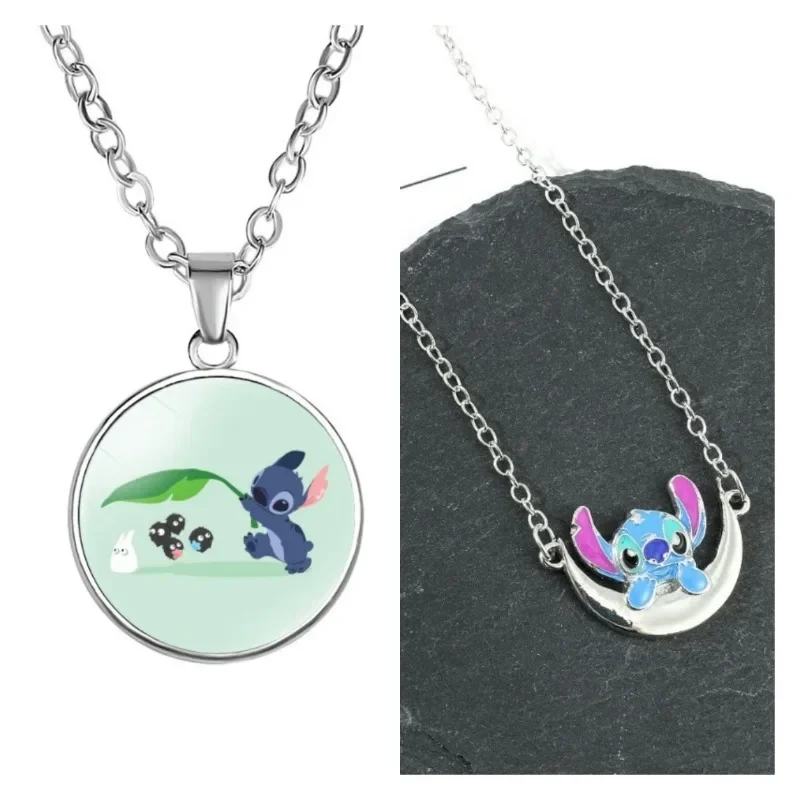 

Disney Lilo & Stitch Necklaces Decoration Anime Action Figures Toys Q Figurals Alloyed Necklace Children Birthday Christmas Gift