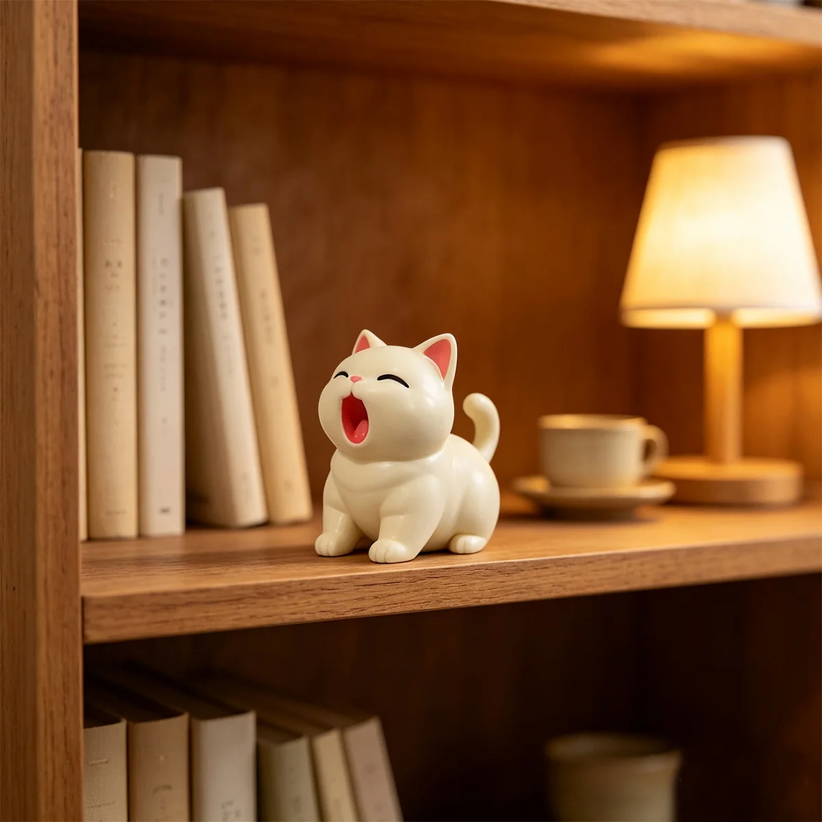 1Pc Resin Decorative Ornament, Healing and Cute Yawning Kitten Resin Desktop Ornament, Adorable Mini Cat Decoration, Window Sill/Bedside Table/Entryway/Bookshelf/Desk Ambiance Decoration, Healing Home Decor Craft, Crea