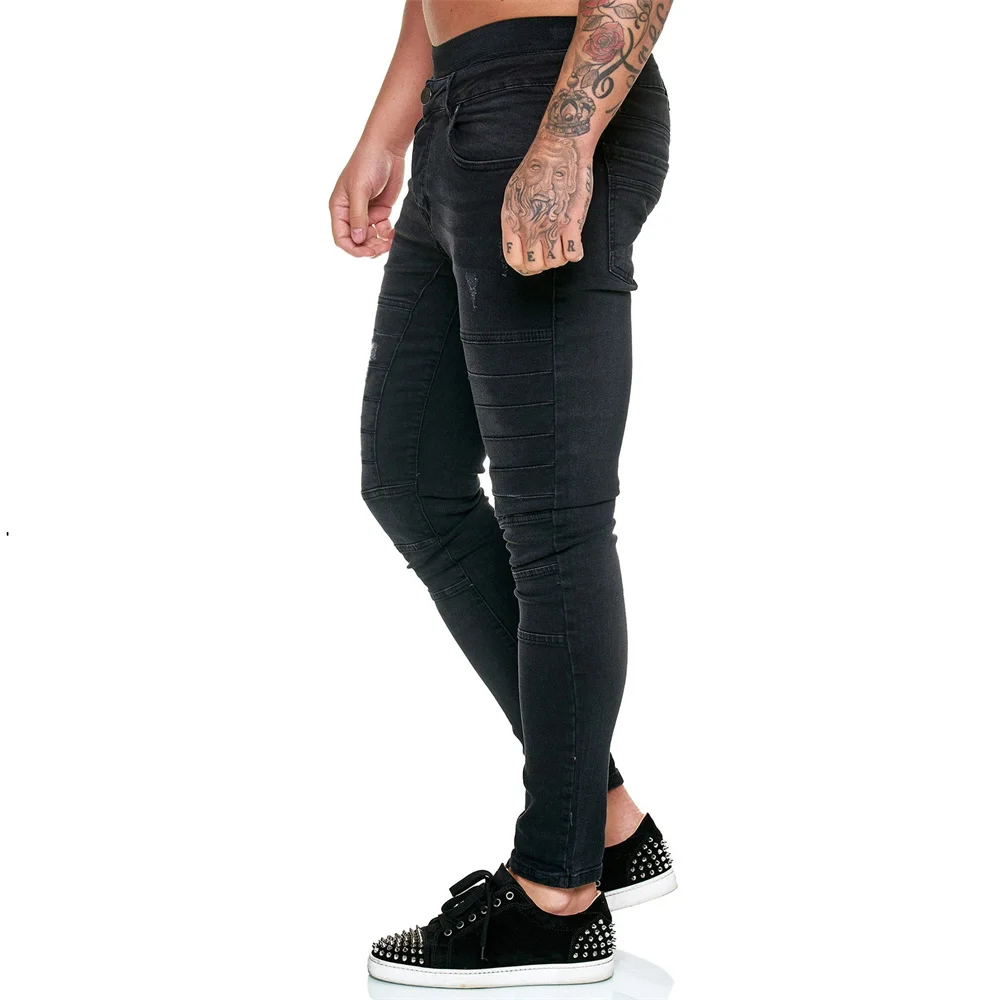 New Streetwear Men's Stretch Jeans Casual Men's High-end Solid Color Slim Fit Skinny Pants Fashion Sports Jogging Harajuku Pants
