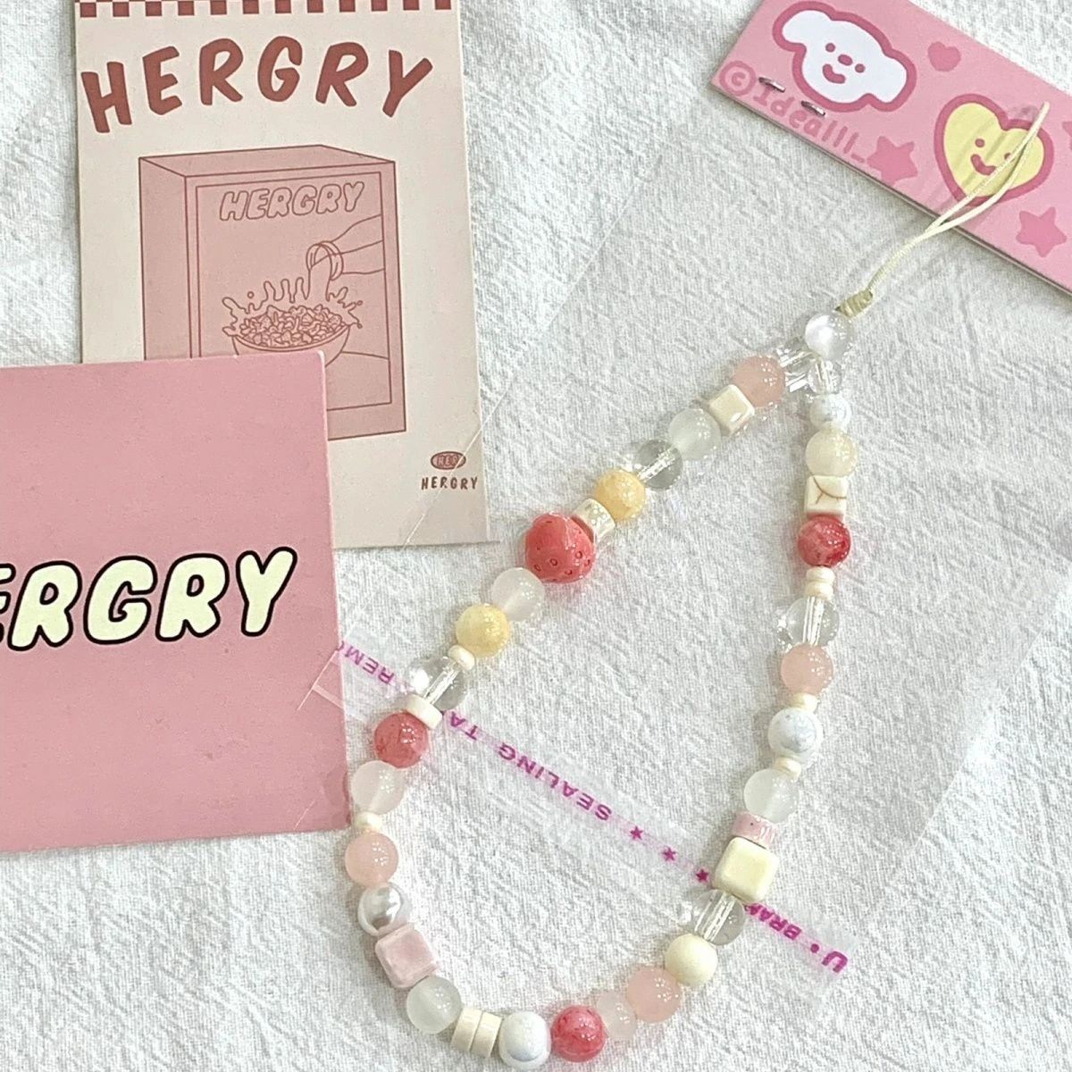 Strawberry Cheesecake Cute Phone Charm Keychain Cord Camera Anti-Loss Lanyard Hand Strap Bracelet For Girl Woman Pendant