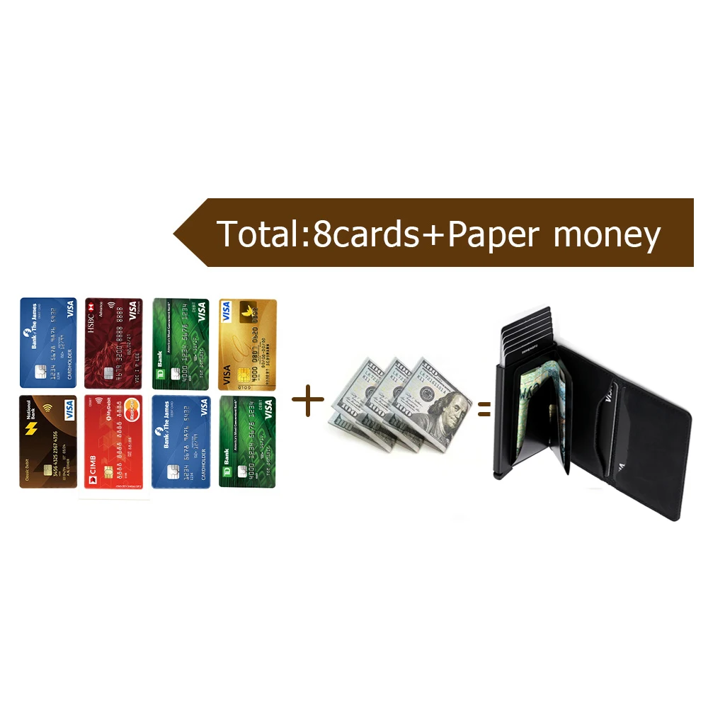 Metal Credit Card Holder Wallet Men Women RFID Aluminium Bank Cardholder Case Carteras Para Mujer Leather Wallet with Money Clip