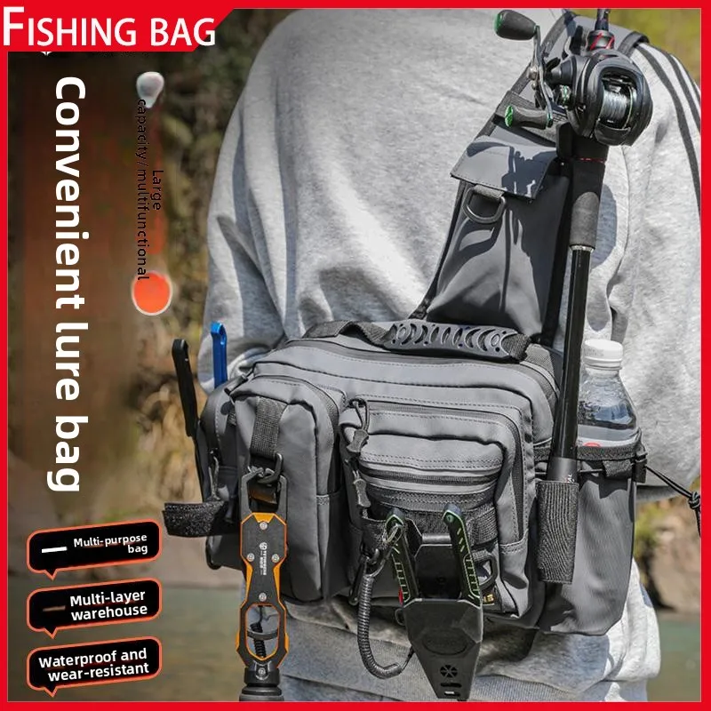

Многофункциональная сумка для рыбалки, водонепроницаемая поясная сумка через плечо, несколько подвесных точек, индивидуальный пакет для хранения рыболовных снастей