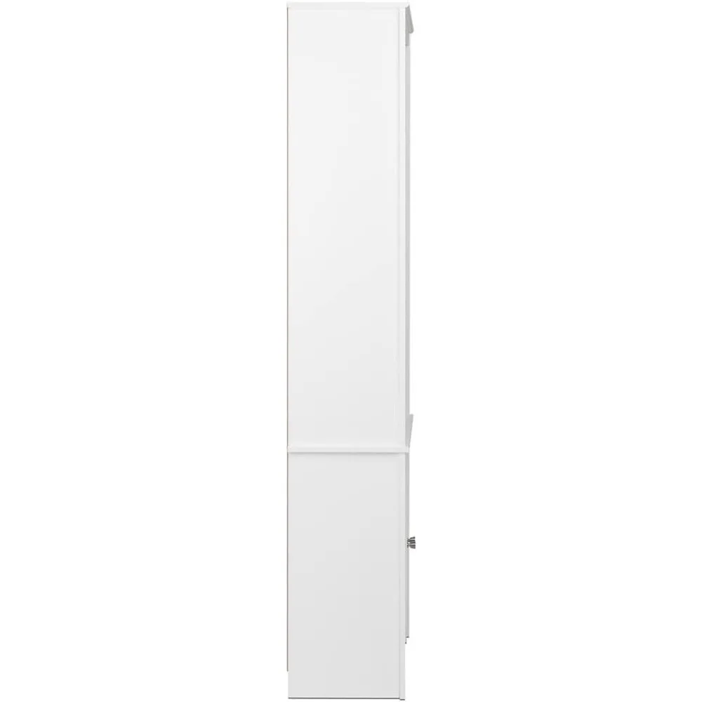 Estante alta de 6 camadas de 80 "H com portas e 2 prateleiras ajustáveis, armário de armazenamento branco, armário de exibição moderno, estante