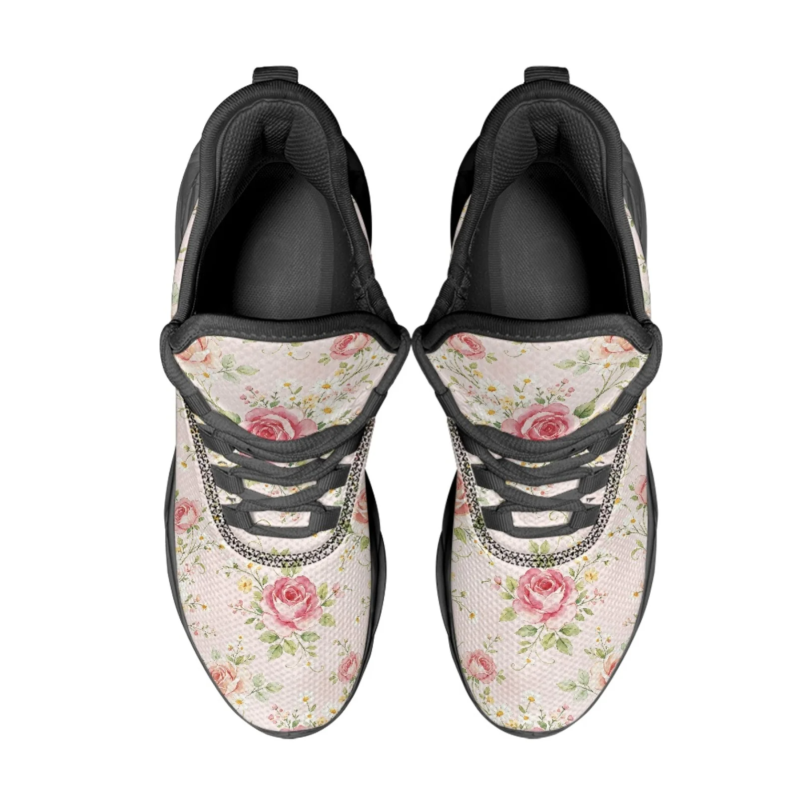 PENSTROLL Pink Rose Floral Lightweight Athletic Sneakers for Workout Mesh & EVA Men's Running Shoes Fashion Sneakers