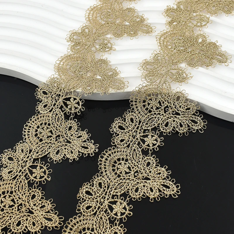 2/5/10 Yards 5,8 cm Stickerei Spitze Band Hochzeit Kleid Schnürsenkel Trim Kleidungsstück Dekoration Stoff Band DIY Handwerk Nähen Zubehör – Detail 4