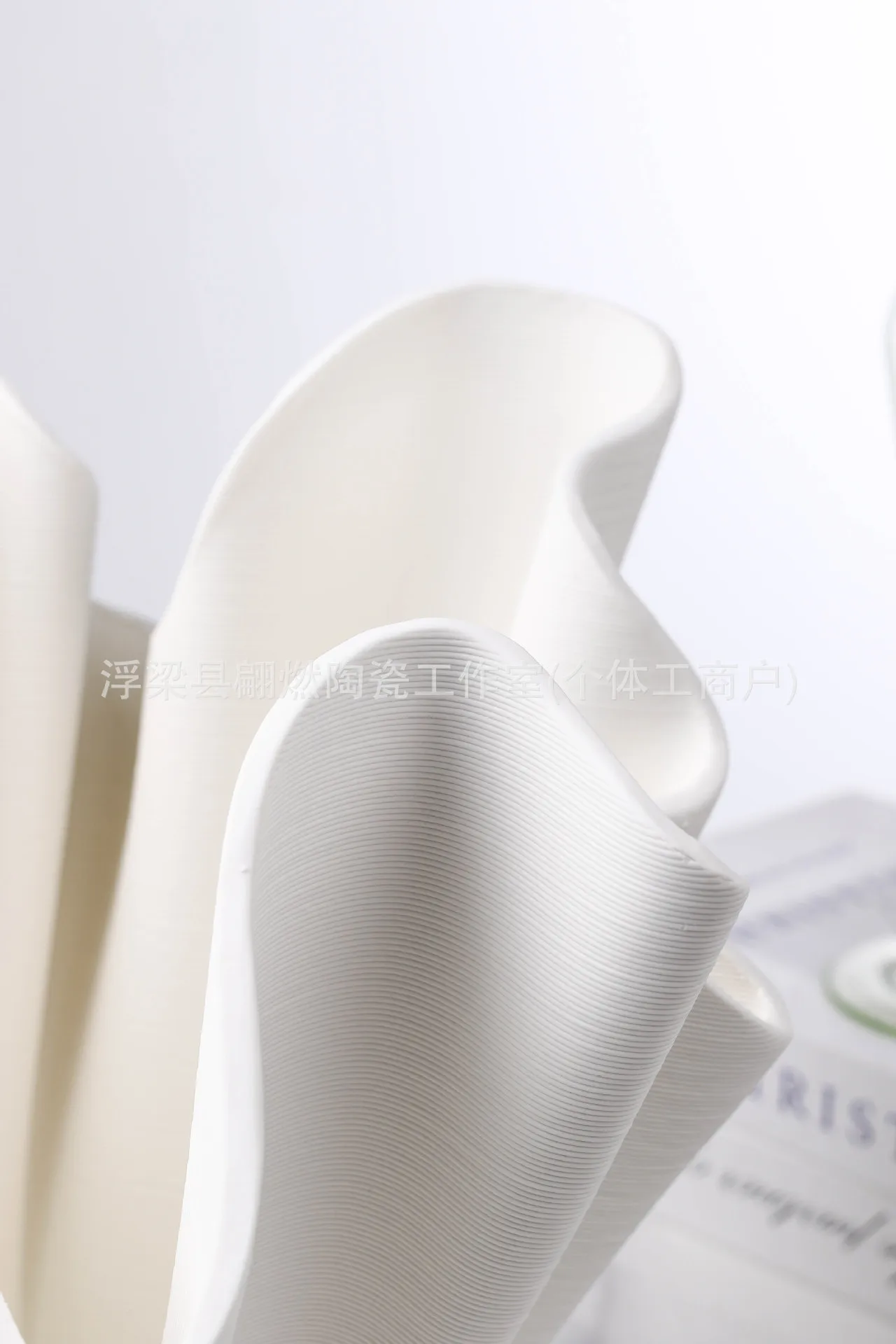 Ceramic Handicrafts Geometric Pleated Patterns Three-dimensional Flowerpot Wrinkled Flower Vase Home Decoration Accessories