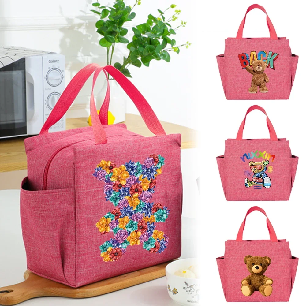 

【Fast Delivery】 Portable Insulated Lunch Bag for Kids Cute Girl Boy Leakproof Original Design Lunch Box Bear Series Printing