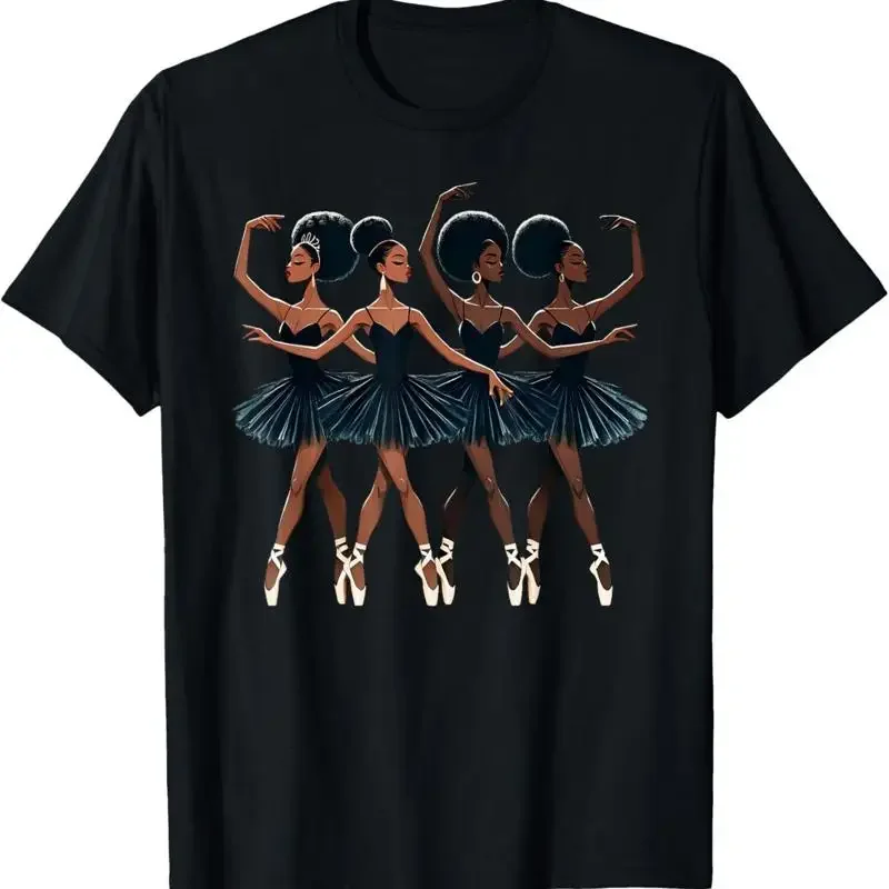 Black African American Ballerina Ballet Dance Dancing Girls T Shirt