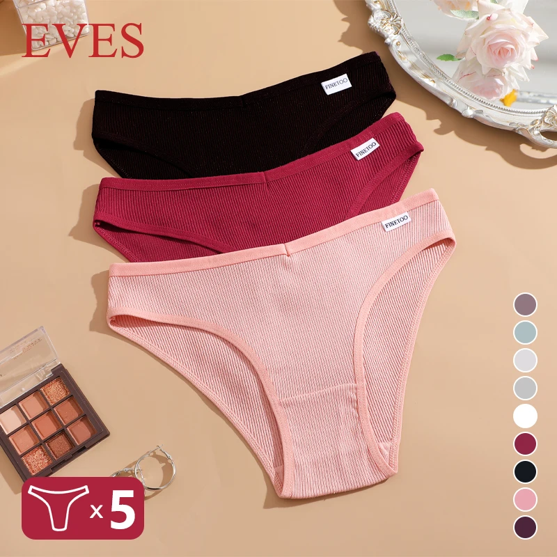 M-4XL 5 Stück Baumwoll-Streifenslips für Damen, Niedriger Bund, Atmungsaktive Unterwäsche, Sexy Komfort-Stretchslips, Übergröße, Einfarbige Lingerie