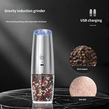 USB Charging Pepper Grinder, Electric Black Pepper Mill, Kitchen Gravity-Sensing Grinder 1