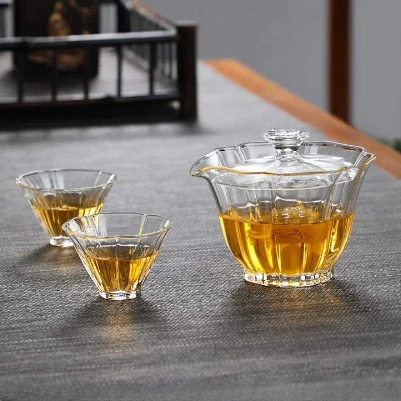 

Transparent Glass Tea Tureen Heat Resistant Tropical Filter Mesh Hole Kung Fu Tea Making Tools Household Drinking Mugs