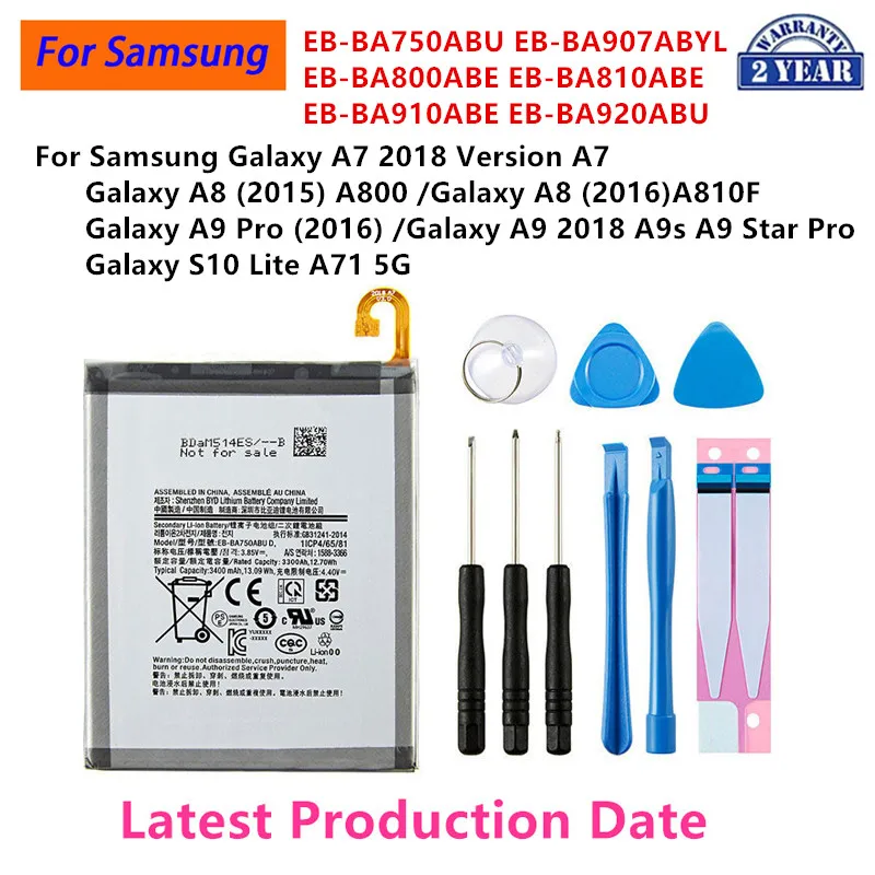 EB-BA750ABU EB-BA907ABYL EB-BA910ABE BA810 Battery For Samsung Galaxy A7 2018 Version Galaxy A8  A9 A9S Star Pro S10 Lite A71 5G