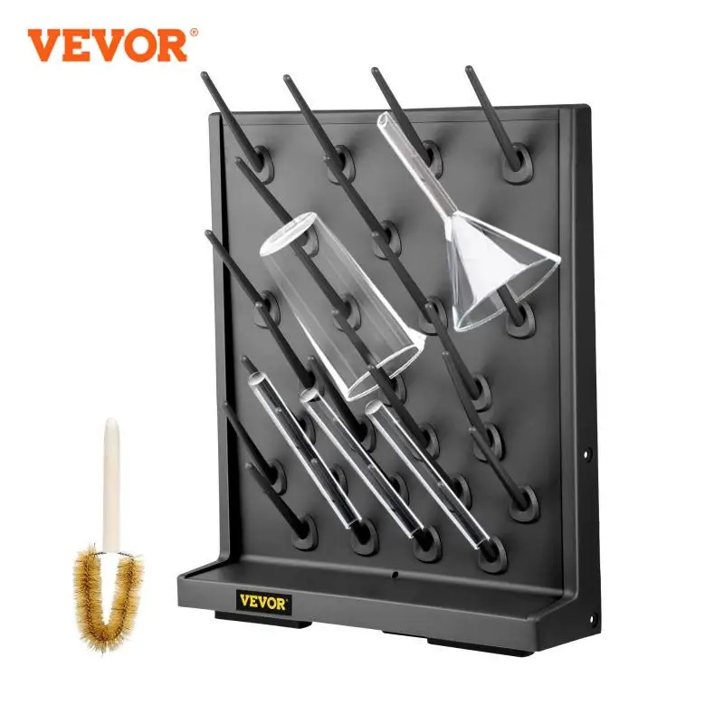 VEVOR Lab Flask Drying Rack Wall Mount Construction 52/90 Pillars Detachable Draining Rack Glassware for Laboratory and Industry