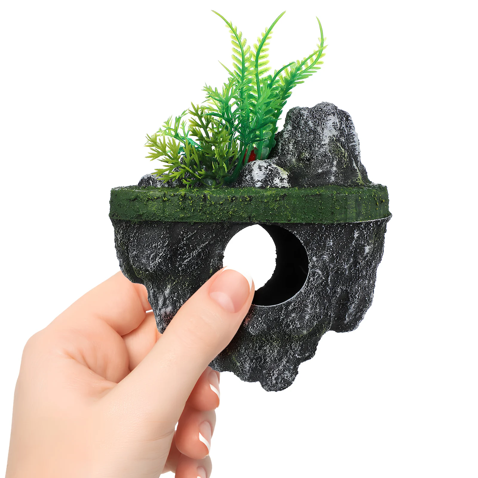 

Realistic Floating Stone Aquarium Decor Resin Made Fish Hideaway for Tank Pond Landscape with Natural Rock Shape Cave Shelter