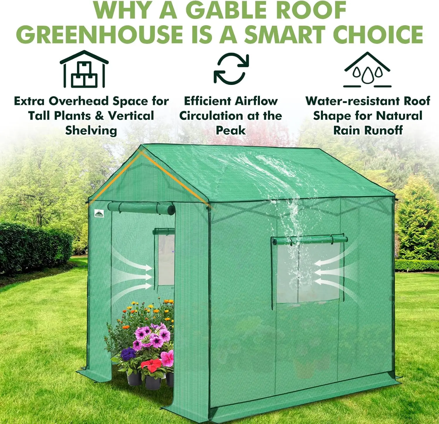 Outdoor Use, Portable, Green Pop Up Greenhouse with Patented Center Lock, Easy One Person Setup