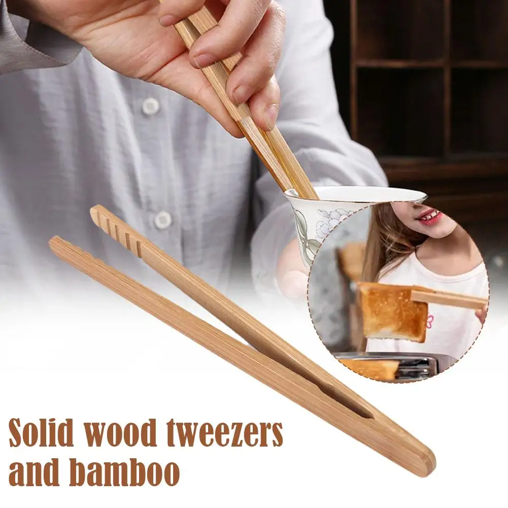 New Bamboo Wooden Tea Clips Kitchen Food Tongs Salad Clip Teaware Accessories Tea Tweezer Clip Tong Wooden Tea Toast Ice Su I2B4