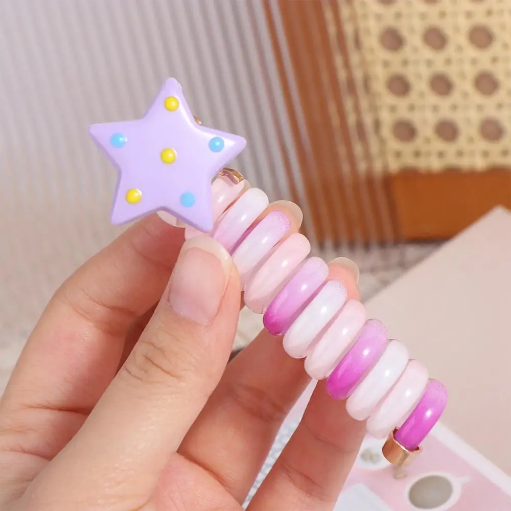 

Резинка для волос Star Telephone Line, эластичная, пластиковая, радужная, цвета конфет, в корейском стиле, спиральная, для женщин/детей