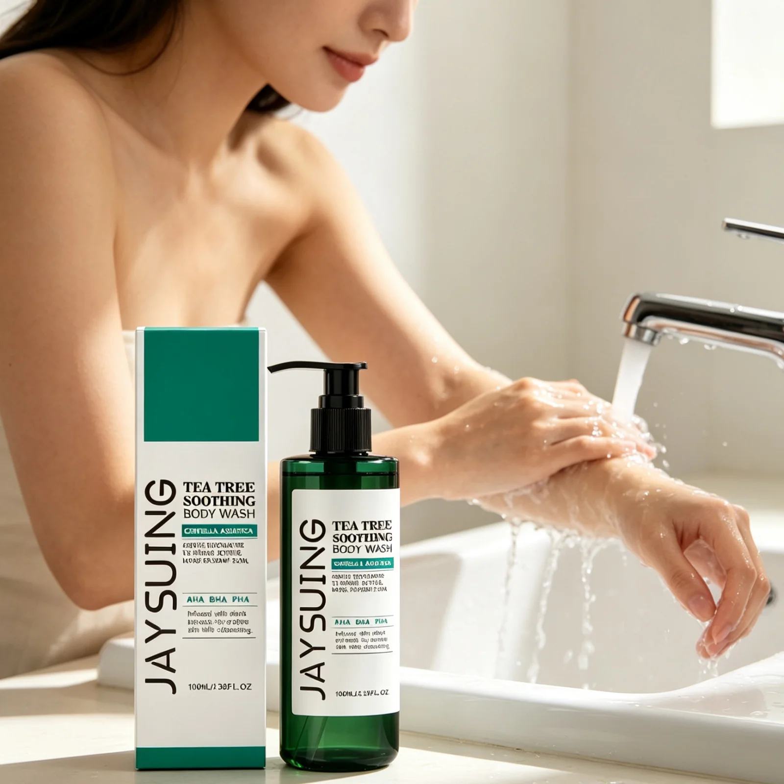 JAYSUING Tea Tree Body Wash Long Lasting Moisturize Improve Dull Skin Tone Relieve Skin Dryness Fresh Fragrance Body Wash 100ml