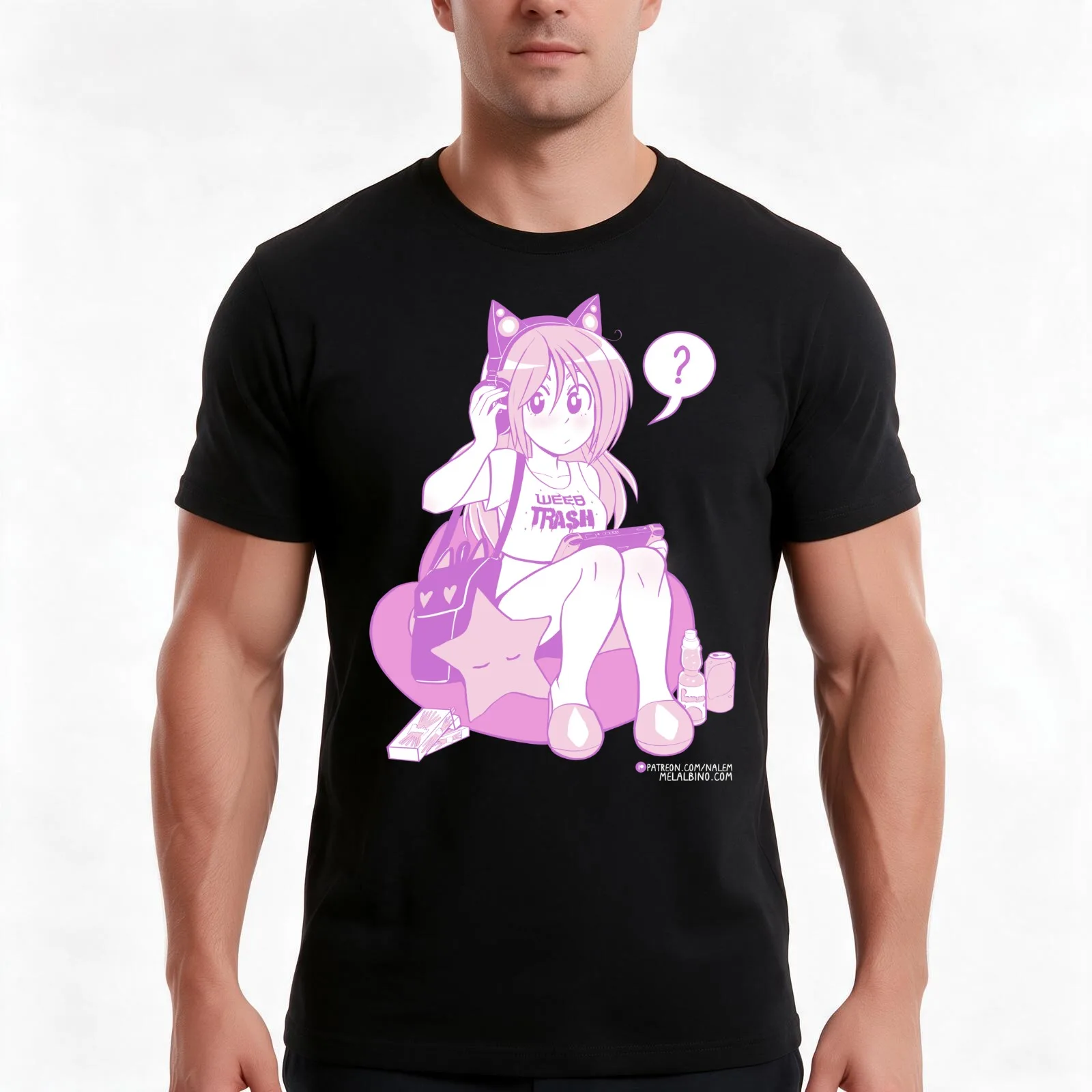 Weeb Trash 2.0 T-Shirt, Summer Casual Cotton Tee, Oversized Streetwear Tops, Vintage Graphic Print, Loose Fit Short Sleeve