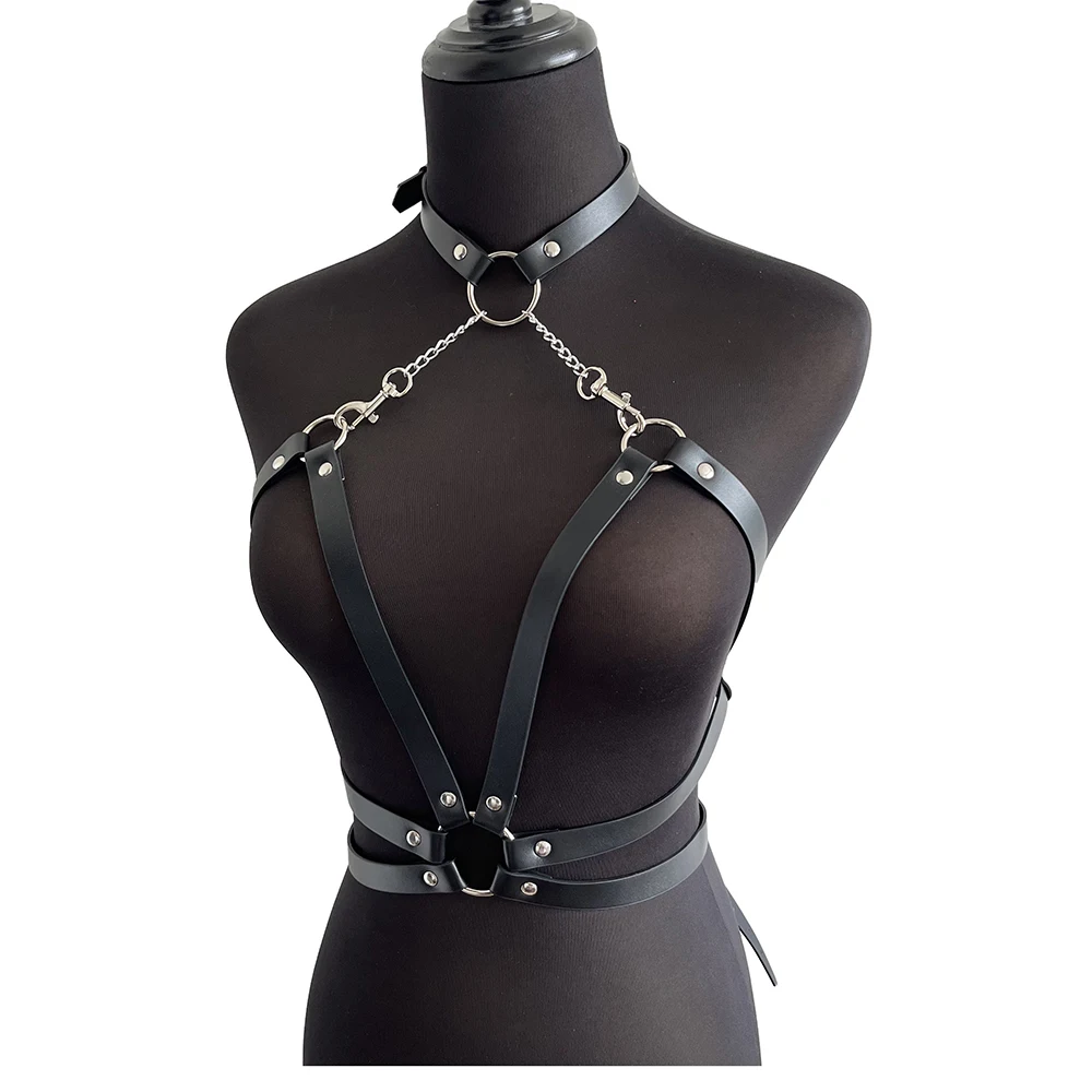 Harnais à chaîne en cuir pour femmes, sous-vêtements, ceinture de Bondage réglable, cou et soutien-gorge, Lingerie gothique, ceintures de taille, nouvelle collection