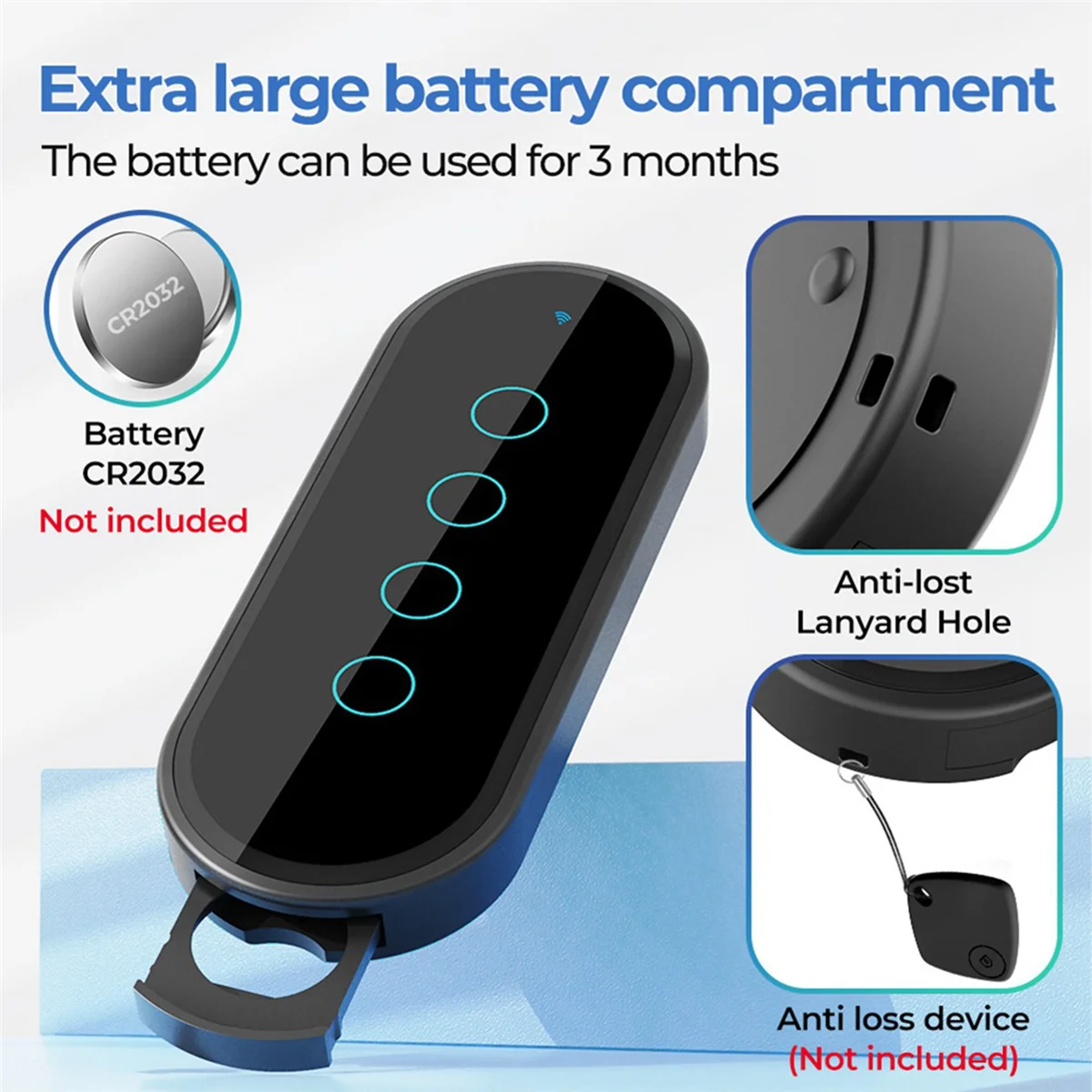 ABUL-2X Smart Home New 433Mhz 4 Key Ev1527 Coding Key Remote Control Switch Rf Transmitter Wireless Remote Control Black