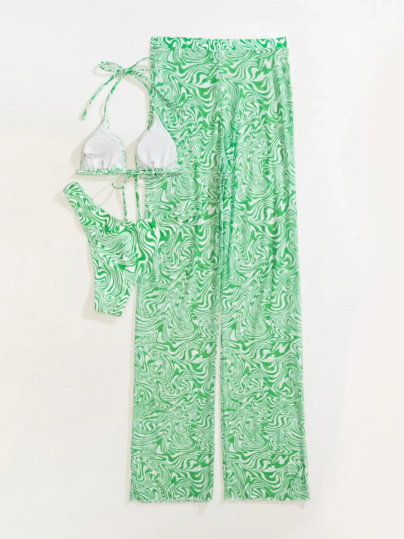 3-teiliger Neckholder-Triangel-Bikini 2025, Badeanzug für Damen und Überwurfhose, Badebekleidung, weibliche Strandmode, Badegäste, Badeanzug