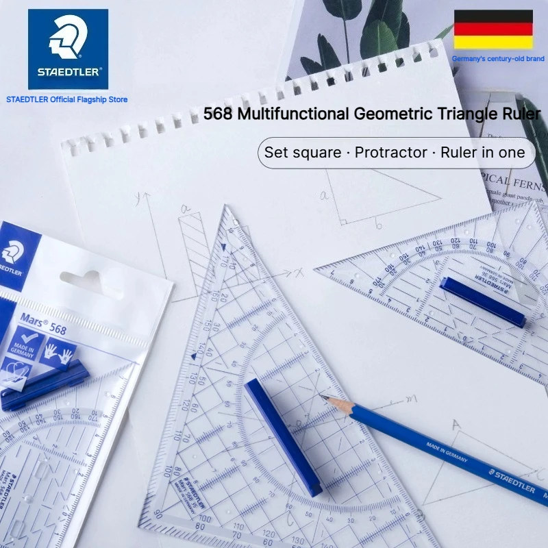 Germany STAEDTLER 568 35 Transparent Geometric Triangle Ruler, A high-precision Ruler With Clear Graduations For Stationery Use.