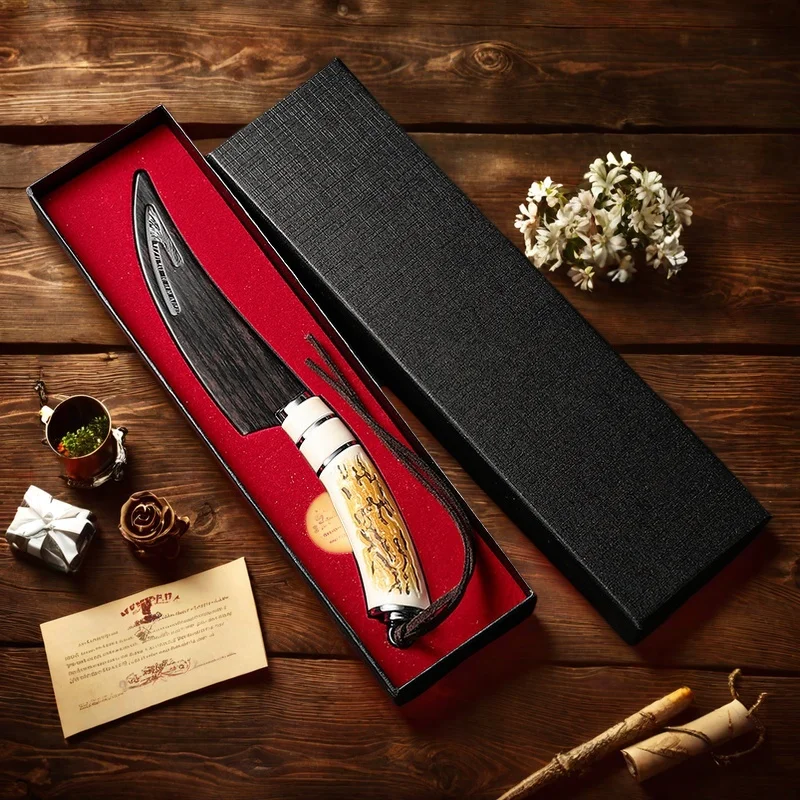 Boning Knife With Sharp Curved Blade For Gift Box Kitchen High Hardness Forging Damascus Texture Knife Sharp Fruit Knife