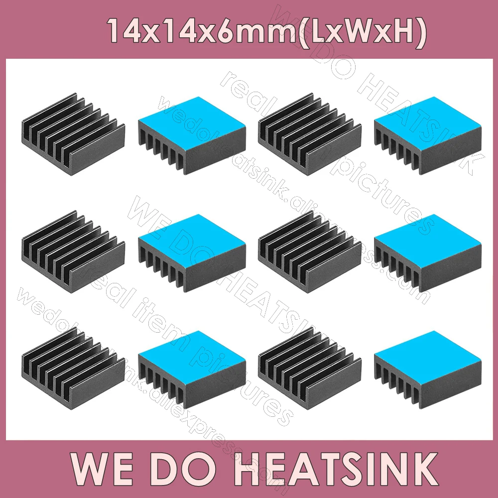 

WE DO HEATSINK 14x14x6mm Without or With Thermal Pad Black Extruded Aluminum IC Heatsinks for Raspberry / Banana Pi