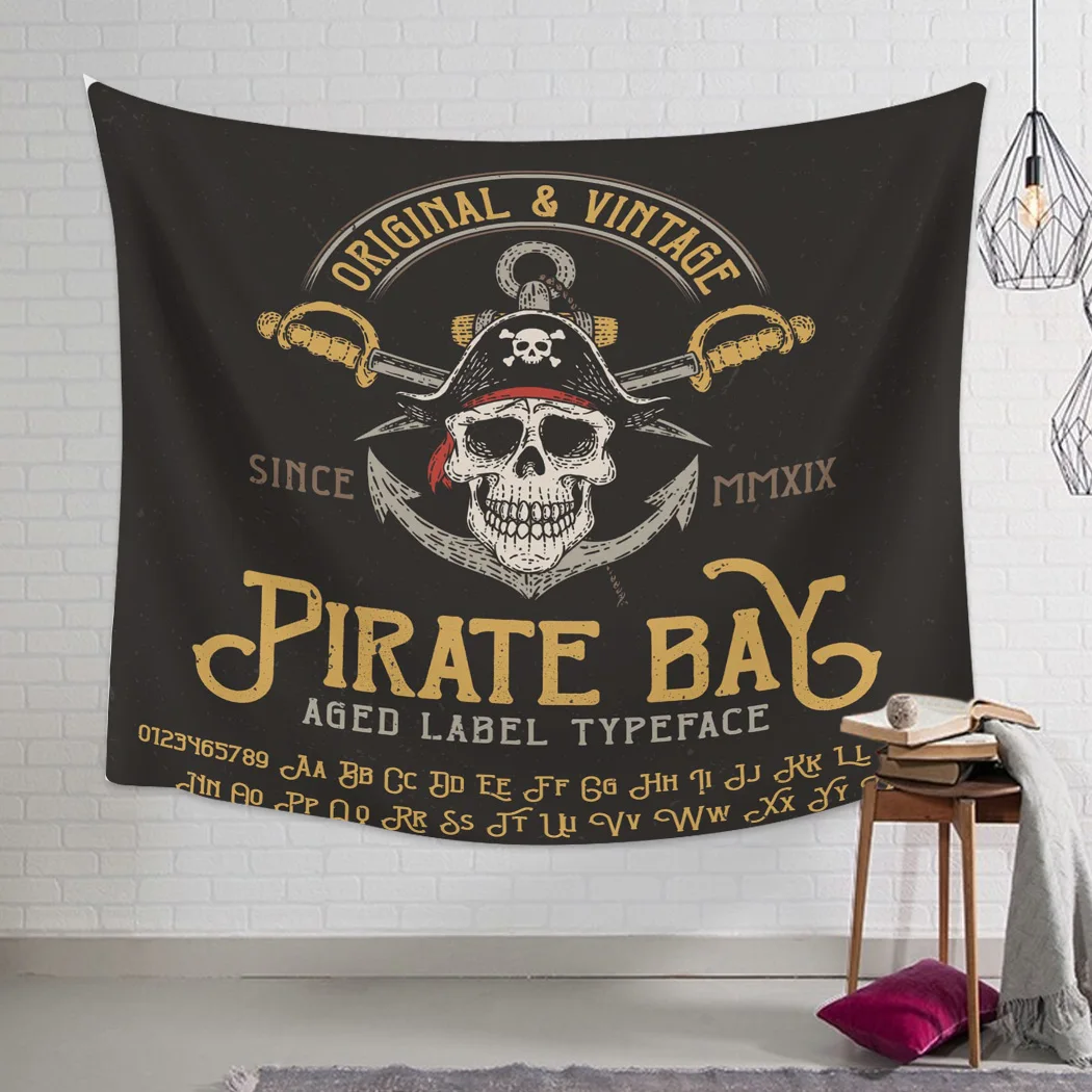 Pirate Skull Tapestry Cover Beach Towel Picnic Yoga Mat Home Decoration