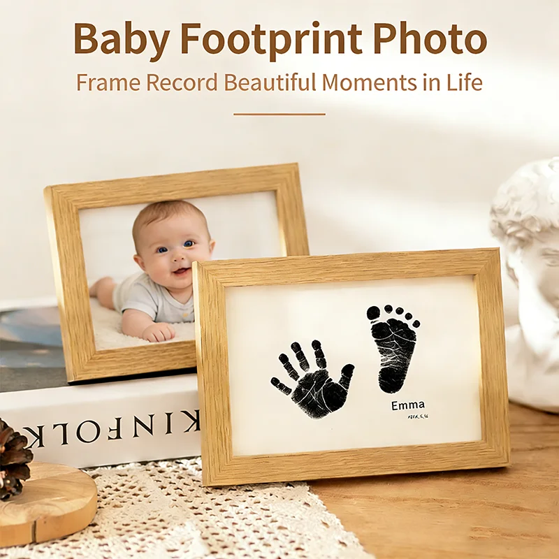 Diy Wooden Photo Frame Baby Handprint Footprint Pet Paw Print Photo Frame Baby Imprint Mud Newborn Souvenir Gift For Home Decor