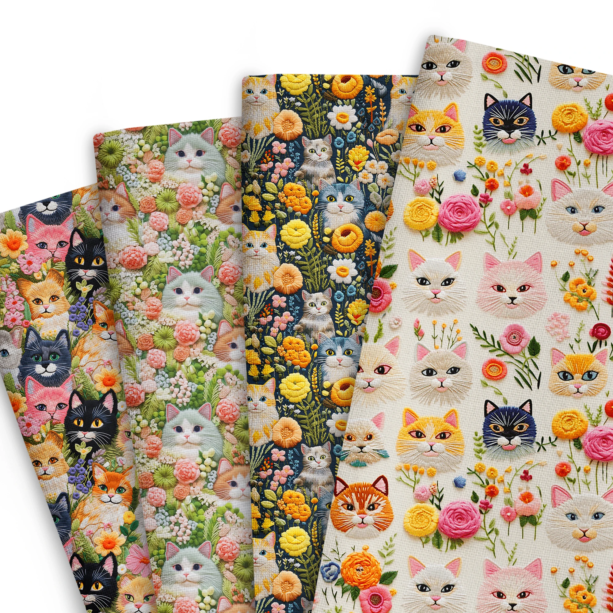 

50*145cm Patchwork Cat Cotton Fabric Imitation Embroidery Tissue Sewing Quilting Fabrics Needlework Material DIY Handmade