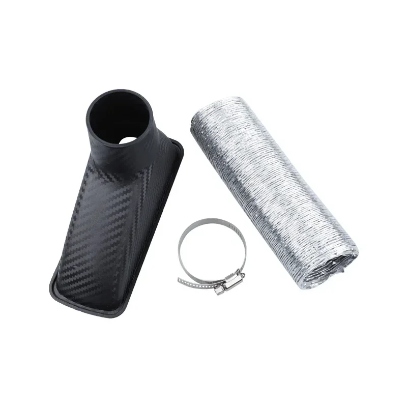 Universal Car Front Bumper Admission Air Turbo Air Intake Pipe Kit ABS Carbon Fiber Turbine Inlet Kit Pipe Air Funnel Look