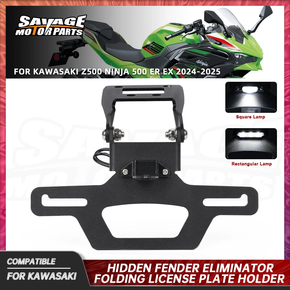 

For Kawasaki Z500 Ninja 500 Folding License Plate Holder Motorcycle Accessories LED Light Tail Tidy Fender Eliminator ER EX 500