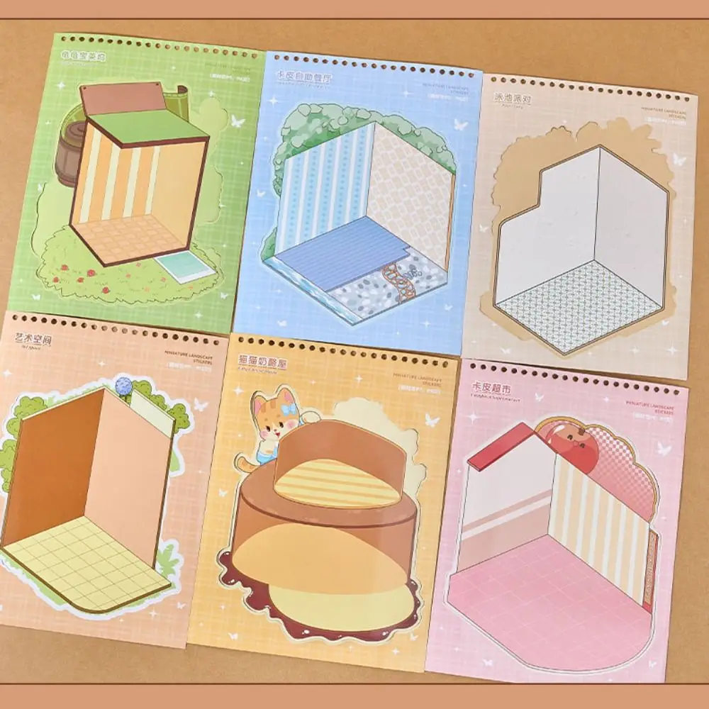 

Новый ПЭТ миниатюрная коллекция сцен мультфильм DIY пейзажная наклейка книга визуальное укладка 3D наклейка для палатки