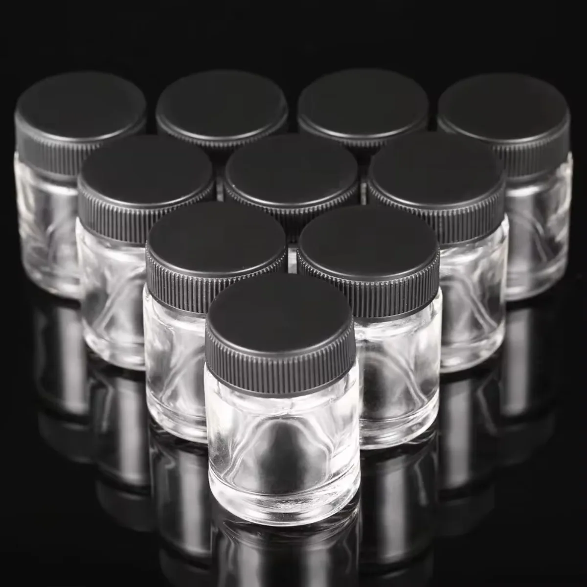 10pcs 3/4oz 22cc Nail Airbrush Pot Glass Bottles Air Brush Paint Makeup Bottle Jars with Lid Airbrush Art Drawing Tool Accessory